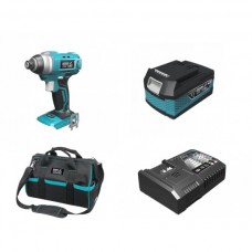 Dedra Set Masina de insurubat cu impact 110Nm hexagon interior 1/4 cu acumulator Li-Ion 18V 5.0Ah incarcator rapid 125W si geanta de transport